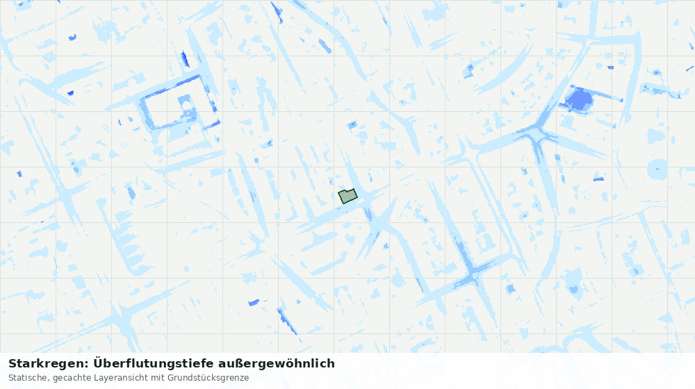 Statische Kartenansicht: Starkregen: Überflutungstiefe außergewöhnlich