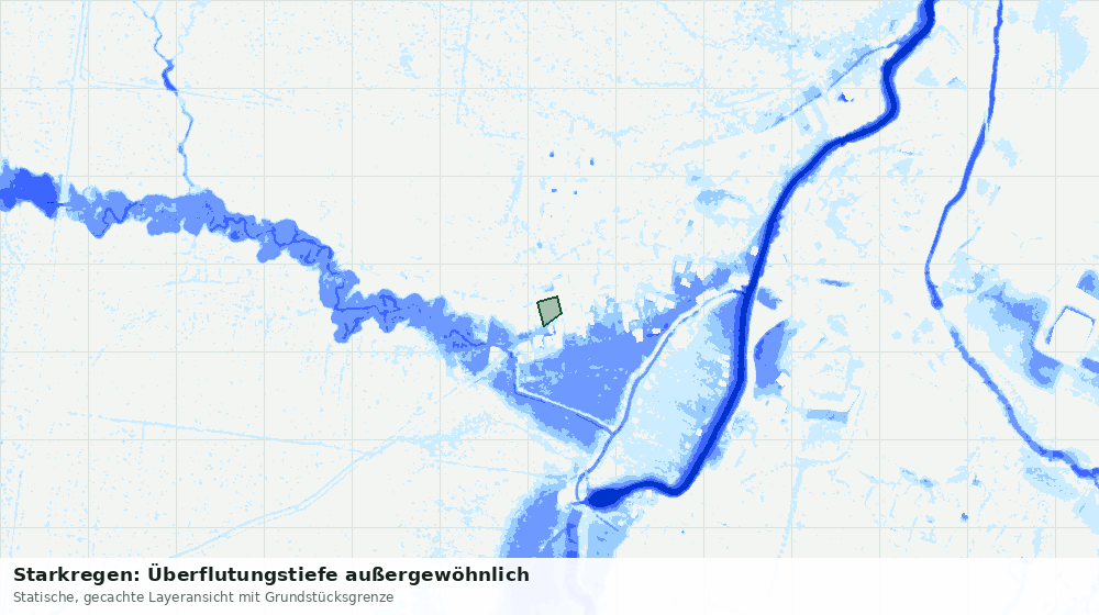 Statische Kartenansicht: Starkregen: Überflutungstiefe außergewöhnlich