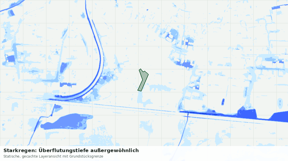 Statische Kartenansicht: Starkregen: Überflutungstiefe außergewöhnlich