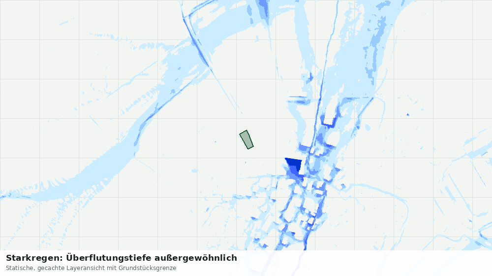 Statische Kartenansicht: Starkregen: Überflutungstiefe außergewöhnlich