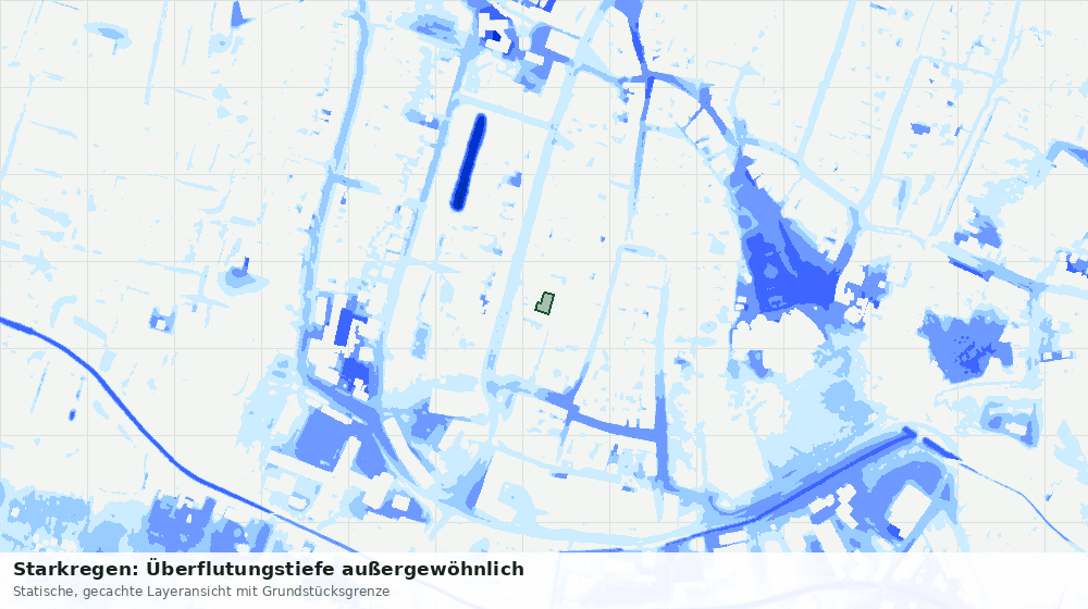 Statische Kartenansicht: Starkregen: Überflutungstiefe außergewöhnlich