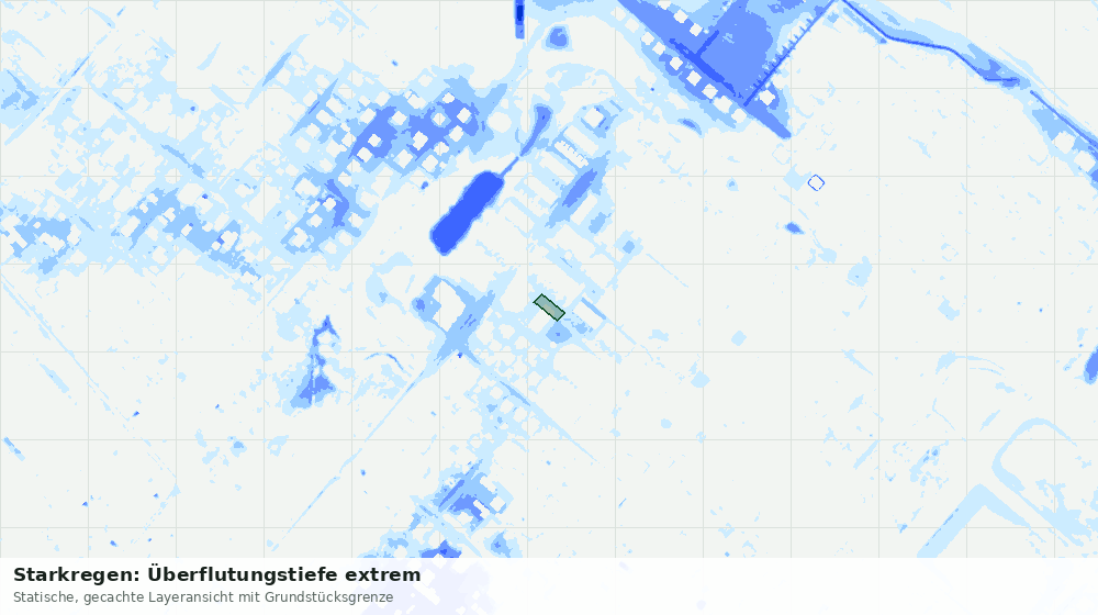 Statische Kartenansicht: Starkregen: Überflutungstiefe extrem