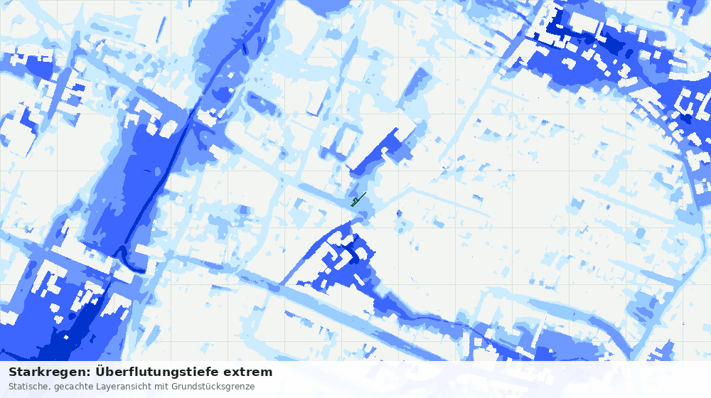 Statische Kartenansicht: Starkregen: Überflutungstiefe extrem