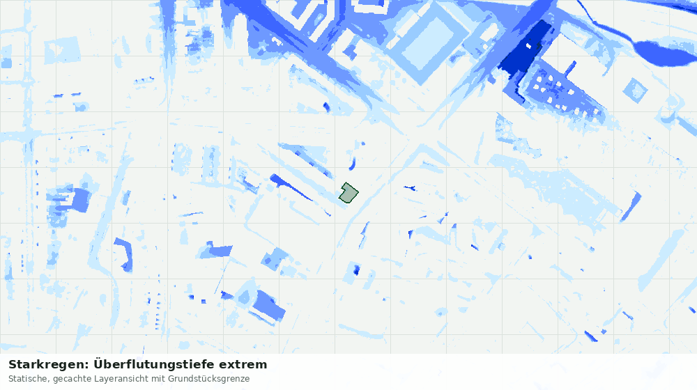 Statische Kartenansicht: Starkregen: Überflutungstiefe extrem