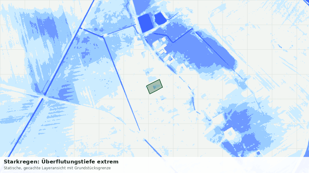 Statische Kartenansicht: Starkregen: Überflutungstiefe extrem