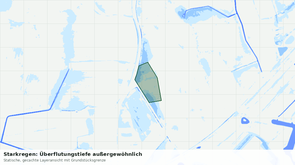 Statische Kartenansicht: Starkregen: Überflutungstiefe außergewöhnlich