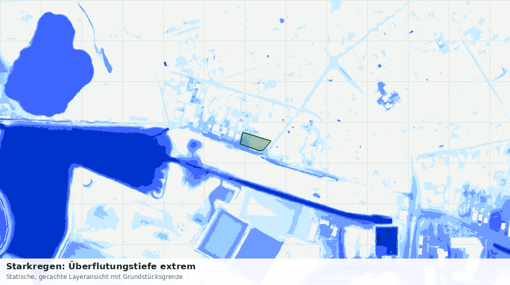 Statische Kartenansicht: Starkregen: Überflutungstiefe extrem