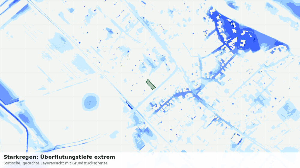 Statische Kartenansicht: Starkregen: Überflutungstiefe extrem