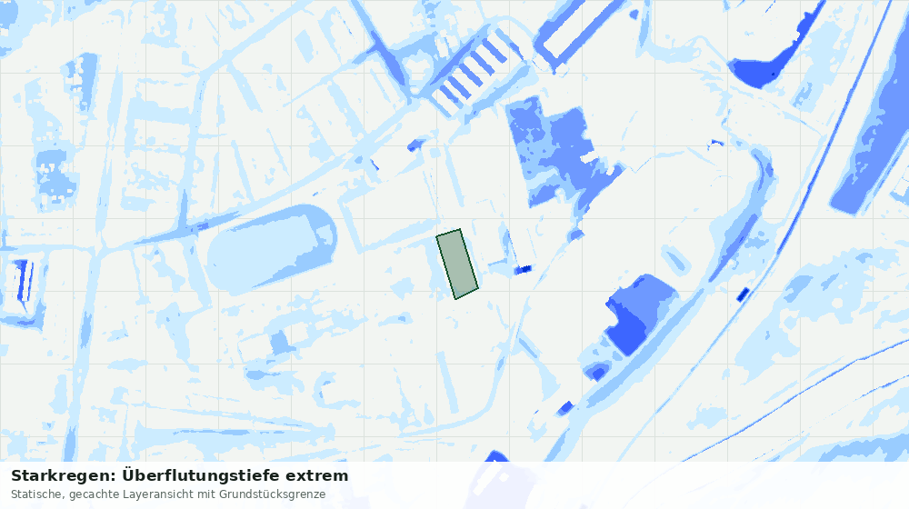 Statische Kartenansicht: Starkregen: Überflutungstiefe extrem