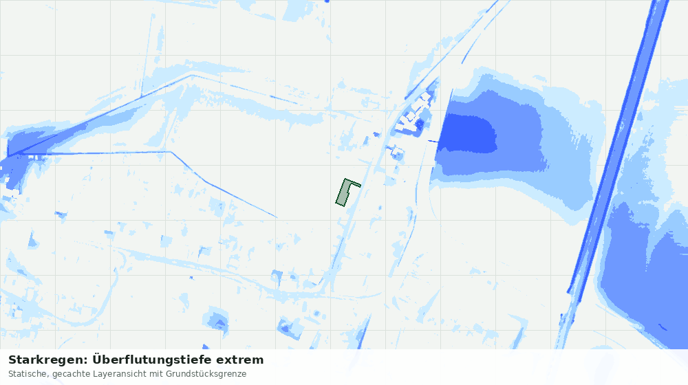 Statische Kartenansicht: Starkregen: Überflutungstiefe extrem