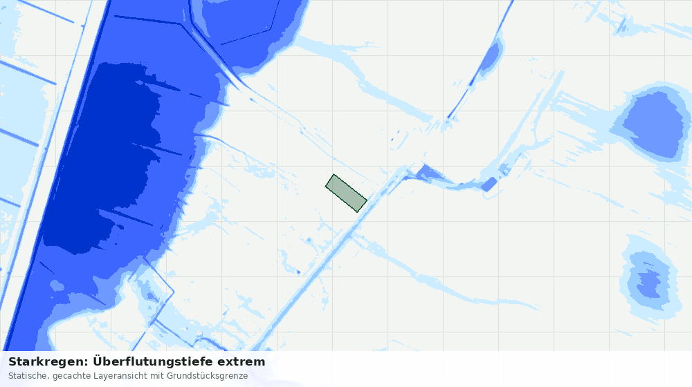 Statische Kartenansicht: Starkregen: Überflutungstiefe extrem