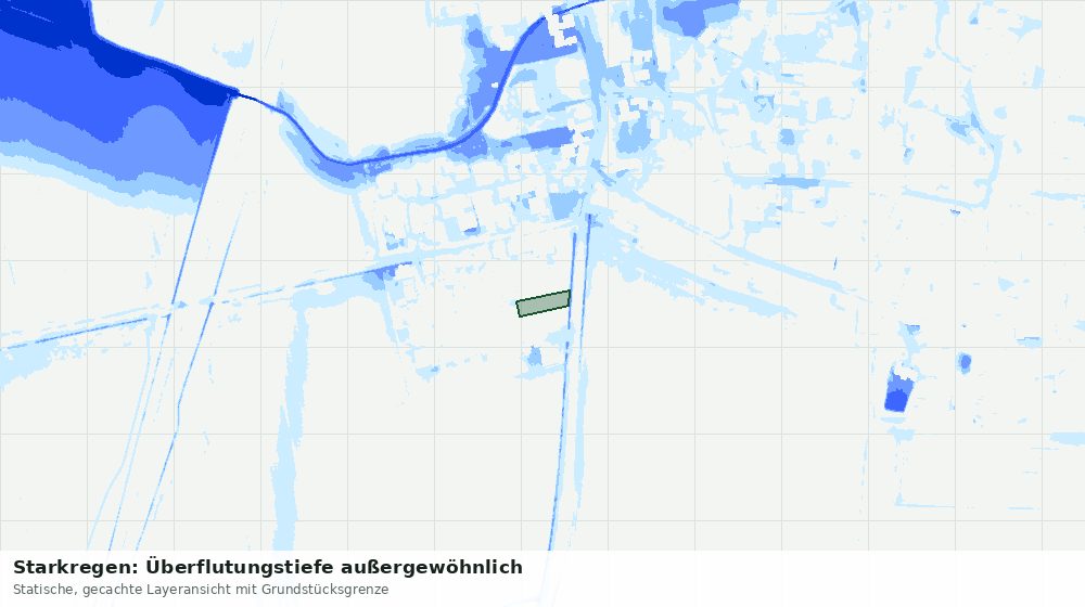 Statische Kartenansicht: Starkregen: Überflutungstiefe außergewöhnlich
