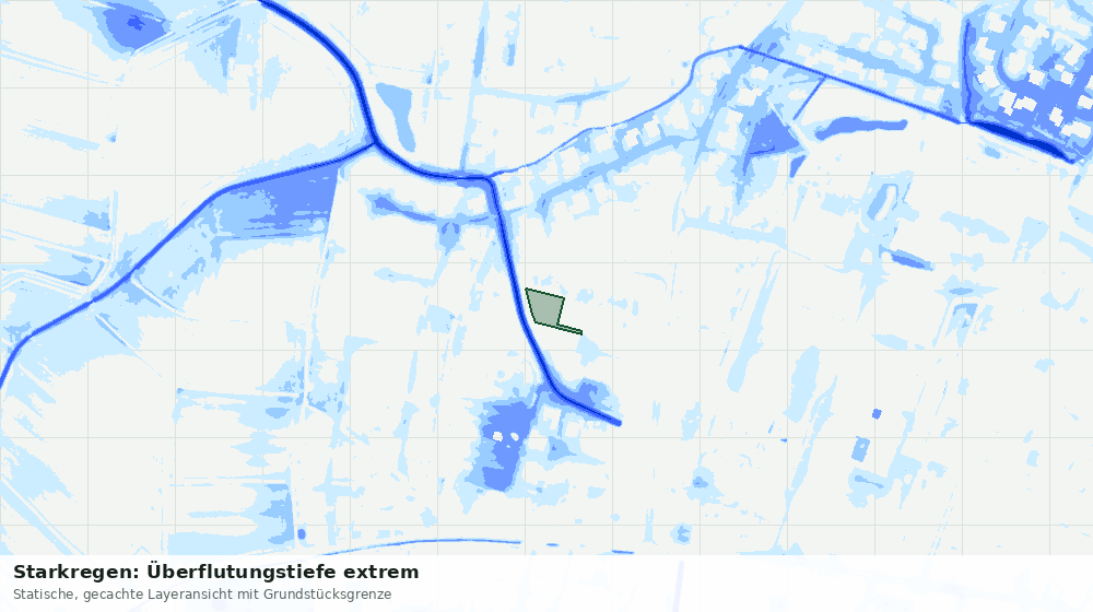 Statische Kartenansicht: Starkregen: Überflutungstiefe extrem