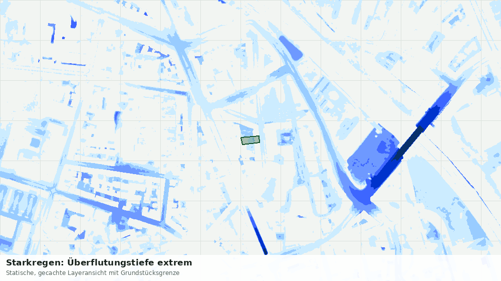 Statische Kartenansicht: Starkregen: Überflutungstiefe extrem