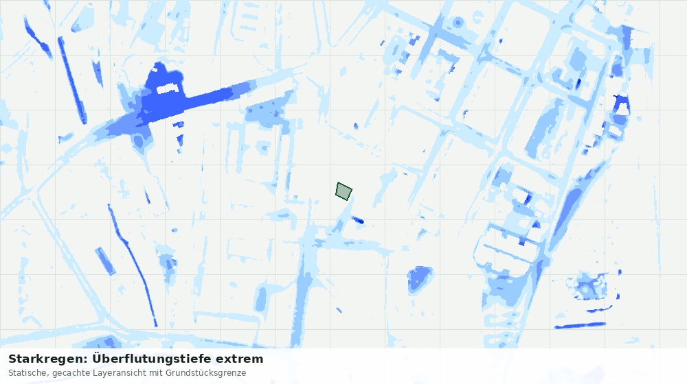 Statische Kartenansicht: Starkregen: Überflutungstiefe extrem