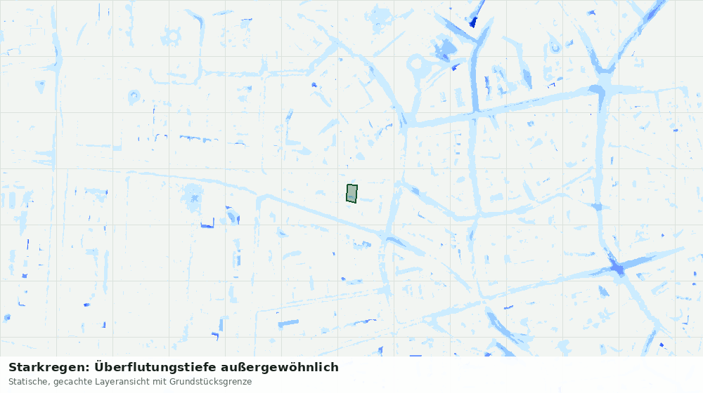 Statische Kartenansicht: Starkregen: Überflutungstiefe außergewöhnlich