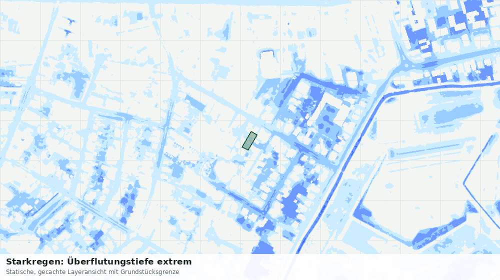 Statische Kartenansicht: Starkregen: Überflutungstiefe extrem
