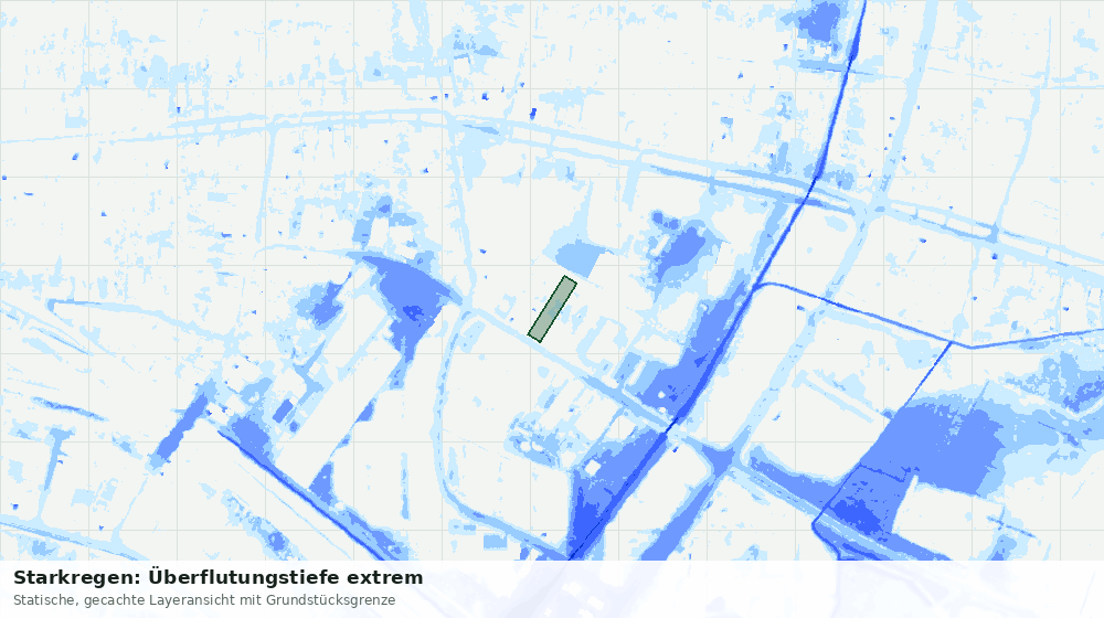 Statische Kartenansicht: Starkregen: Überflutungstiefe extrem