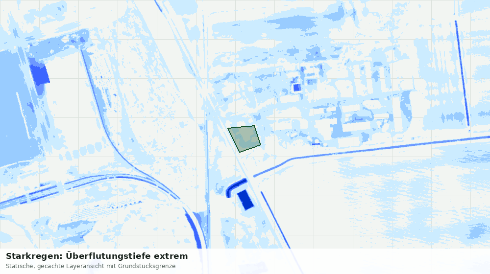 Statische Kartenansicht: Starkregen: Überflutungstiefe extrem