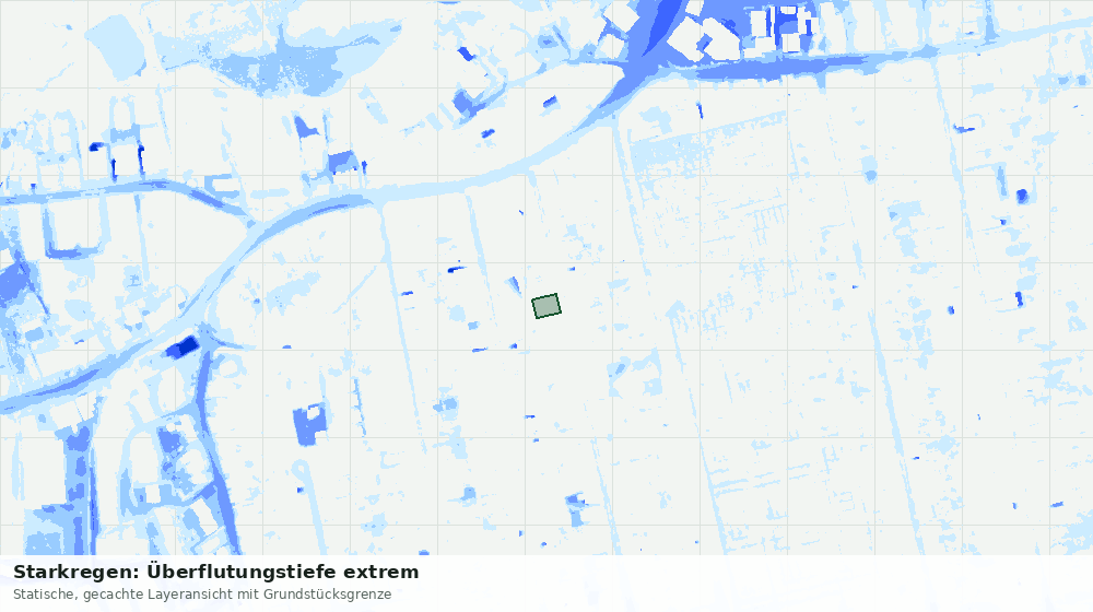 Statische Kartenansicht: Starkregen: Überflutungstiefe extrem