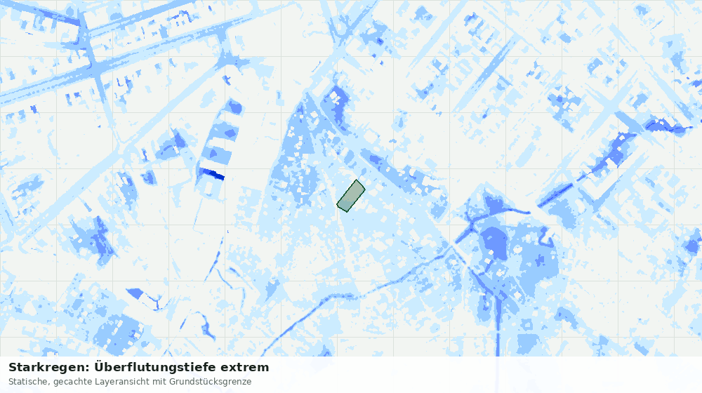Statische Kartenansicht: Starkregen: Überflutungstiefe extrem