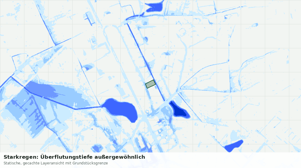 Statische Kartenansicht: Starkregen: Überflutungstiefe außergewöhnlich