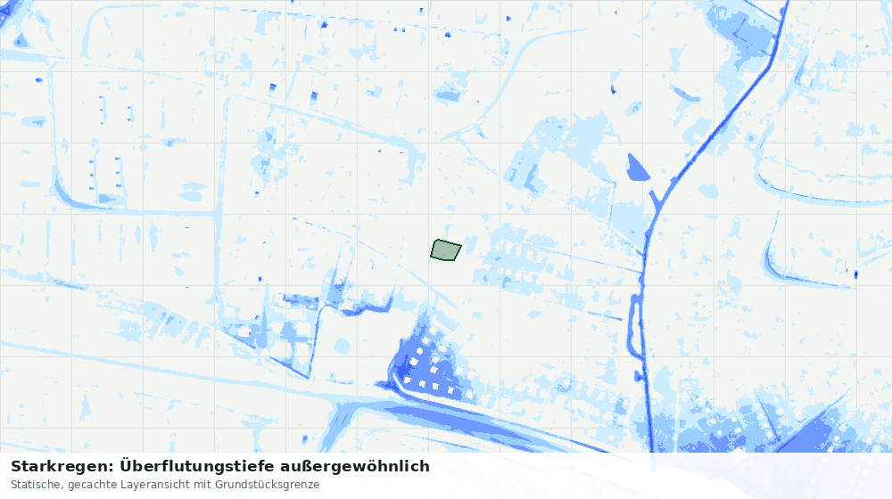 Statische Kartenansicht: Starkregen: Überflutungstiefe außergewöhnlich