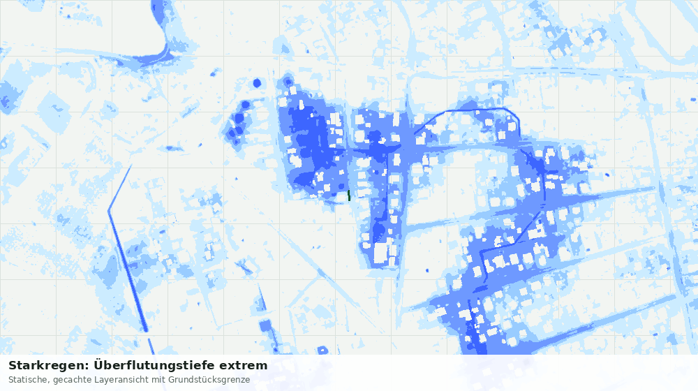 Statische Kartenansicht: Starkregen: Überflutungstiefe extrem