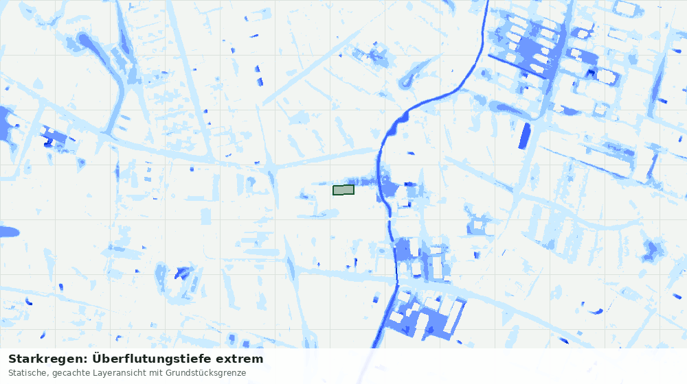 Statische Kartenansicht: Starkregen: Überflutungstiefe extrem