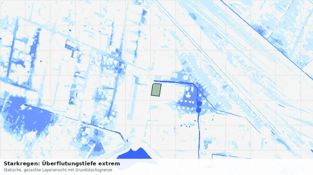 Statische Kartenansicht: Starkregen: Überflutungstiefe extrem