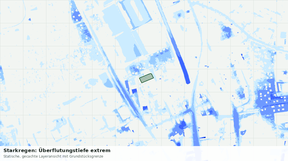 Statische Kartenansicht: Starkregen: Überflutungstiefe extrem