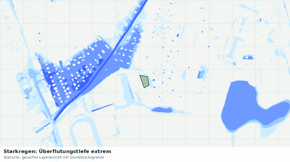 Statische Kartenansicht: Starkregen: Überflutungstiefe extrem
