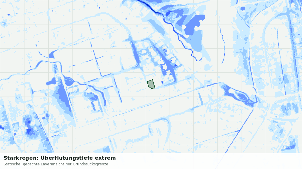 Statische Kartenansicht: Starkregen: Überflutungstiefe extrem