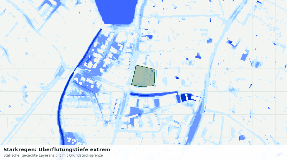 Statische Kartenansicht: Starkregen: Überflutungstiefe extrem