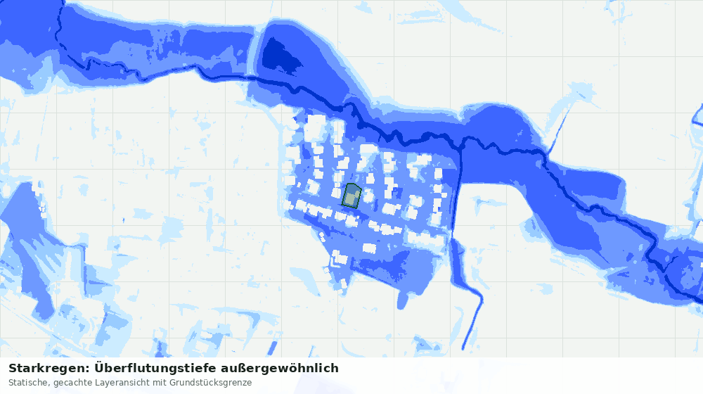 Statische Kartenansicht: Starkregen: Überflutungstiefe außergewöhnlich