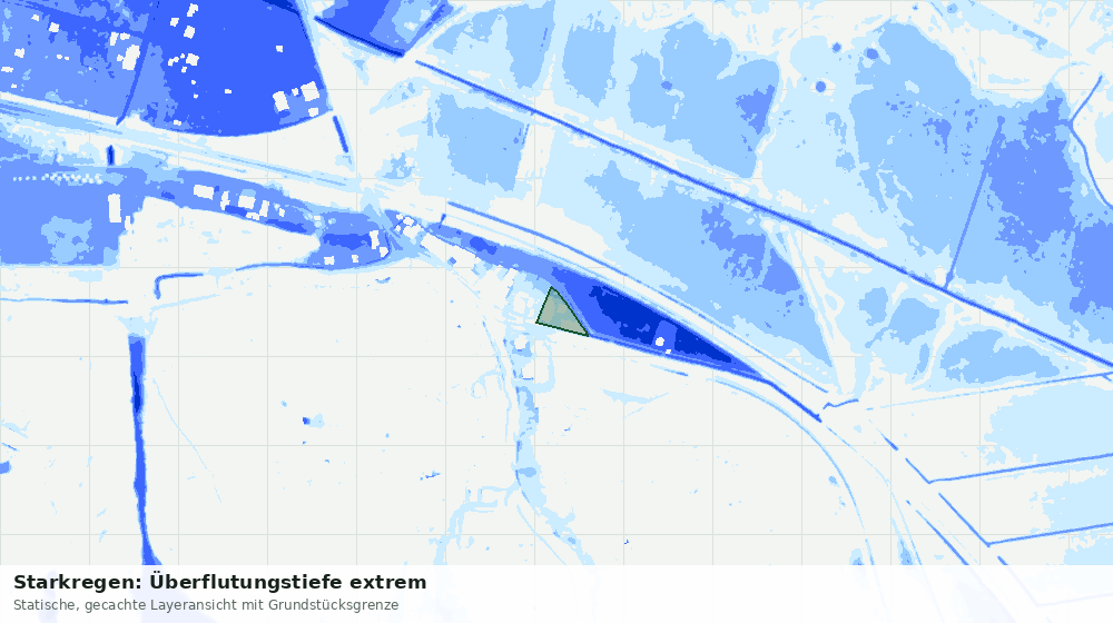 Statische Kartenansicht: Starkregen: Überflutungstiefe extrem