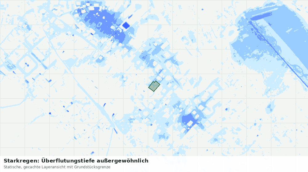 Statische Kartenansicht: Starkregen: Überflutungstiefe außergewöhnlich