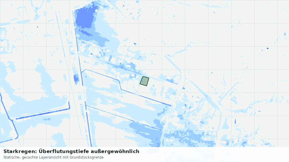 Statische Kartenansicht: Starkregen: Überflutungstiefe außergewöhnlich