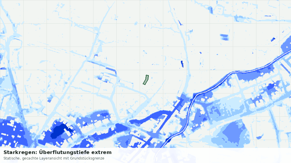 Statische Kartenansicht: Starkregen: Überflutungstiefe extrem