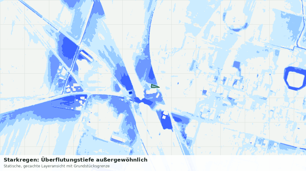 Statische Kartenansicht: Starkregen: Überflutungstiefe außergewöhnlich