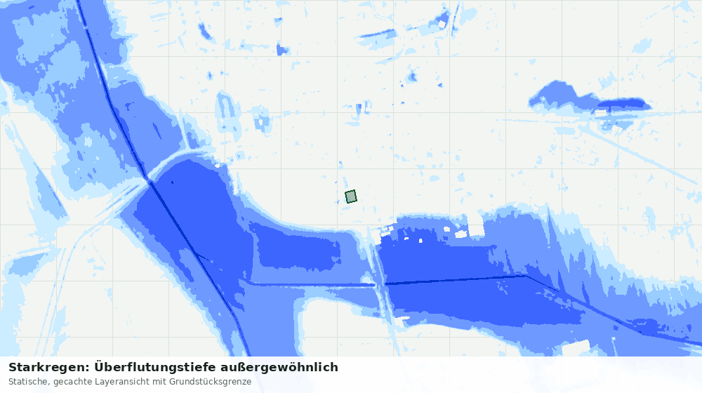 Statische Kartenansicht: Starkregen: Überflutungstiefe außergewöhnlich