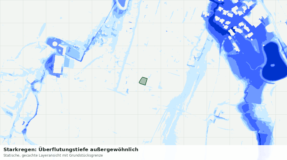 Statische Kartenansicht: Starkregen: Überflutungstiefe außergewöhnlich