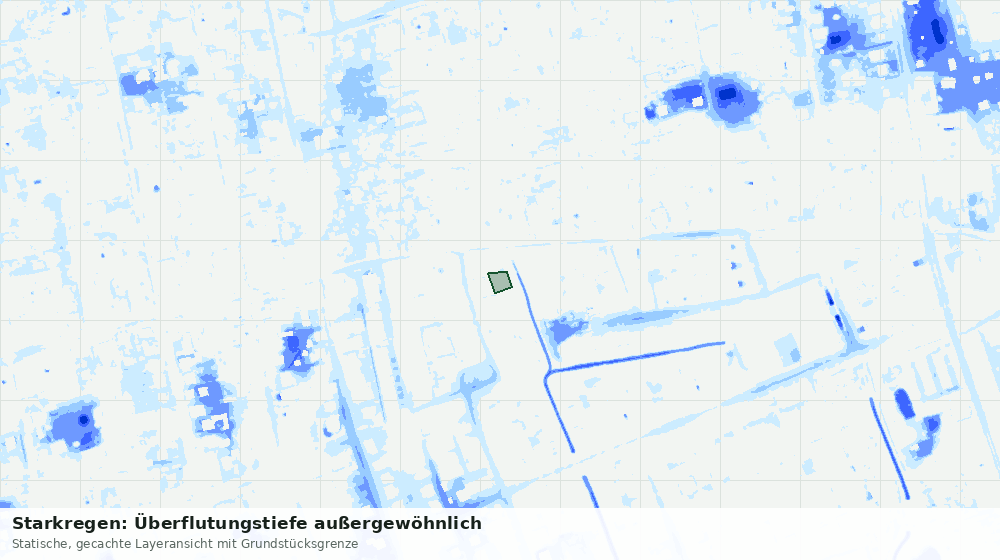 Statische Kartenansicht: Starkregen: Überflutungstiefe außergewöhnlich