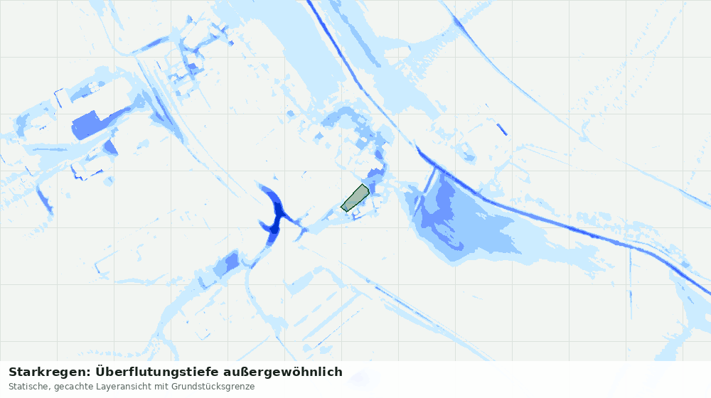 Statische Kartenansicht: Starkregen: Überflutungstiefe außergewöhnlich