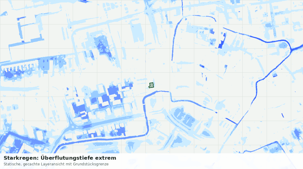 Statische Kartenansicht: Starkregen: Überflutungstiefe extrem