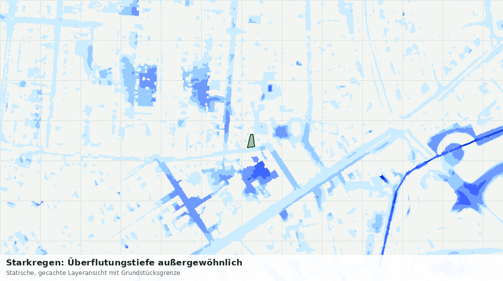 Statische Kartenansicht: Starkregen: Überflutungstiefe außergewöhnlich
