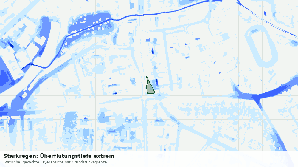 Statische Kartenansicht: Starkregen: Überflutungstiefe extrem