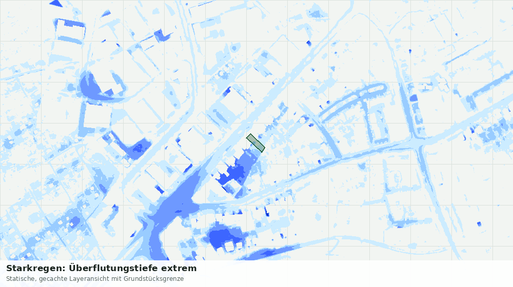 Statische Kartenansicht: Starkregen: Überflutungstiefe extrem