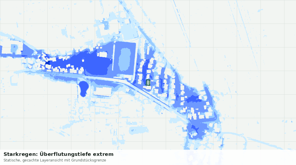 Statische Kartenansicht: Starkregen: Überflutungstiefe extrem