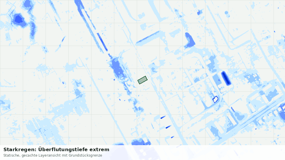 Statische Kartenansicht: Starkregen: Überflutungstiefe extrem